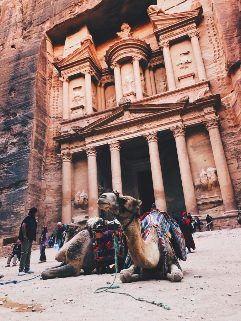 camel outside the Petra Jordan
